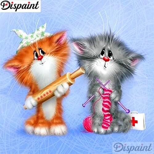 Dispaint Full Square/Round Drill 5D DIY Diamond Painting "Cartoon cat" Embroidery Cross Stitch 3D Home Decor A10687