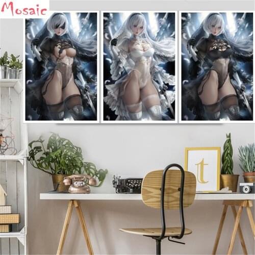 Anime Girl Diamond mosaic 3Panel Cross Stitch,5d diy,Diamond painting needlework,Diamond Embroidery,Gift,wall Picture