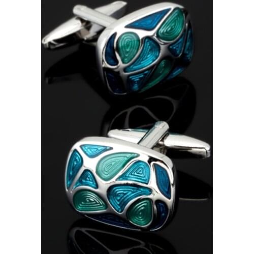 Free shipping, new blue classic pattern Cufflinks fashion mens shirt Cufflinks senior designer exclusive jewelry button gift