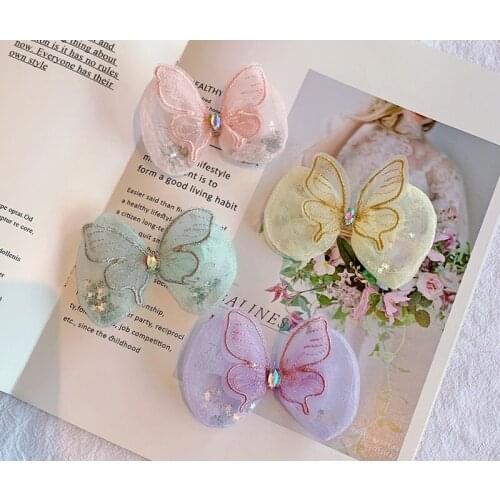 Boutique 20pcs Fashion Cute Glitter Star Butterfly Bowknot Hairpins Tulle Bow Hair Clips Princess Headwear Hair Accessories