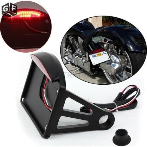Black Billet Aluminum Motorcycle Side Mount License Plate Holder LED Tail Brake Light Frame Bracket For Harley Customs Choppers