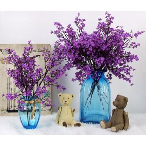 Cherry Blossoms Artificial Flowers Babys Breath Gypsophila Fake Flowers DIY Wedding Decoration Home Bouquet Faux Flowers Branch