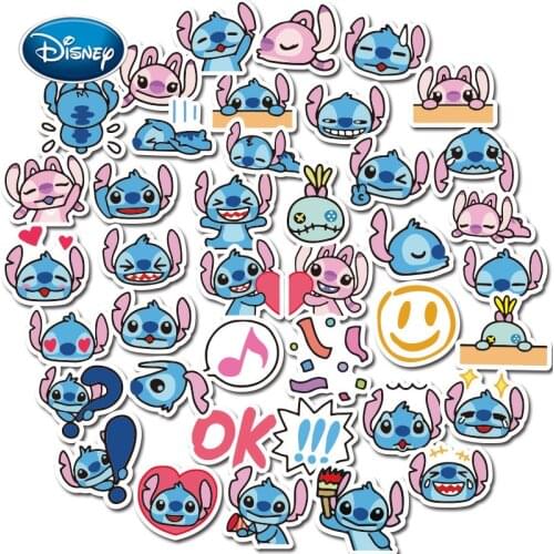 Disney 40pcs Star Baby Stitch Cartoon Sticker DIY Anime Sticker Mobile Suitcase Waterproof Sticker Set Childrens Toys