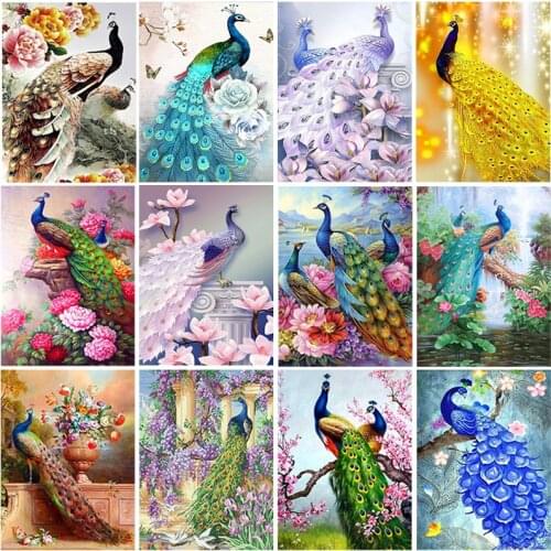 DIY 5D Diamond Painting Peacock Diamond Embroidery Animal Cross Stitch Kits Full Round Drill Diamond Mosaic Home Decor Art Gift