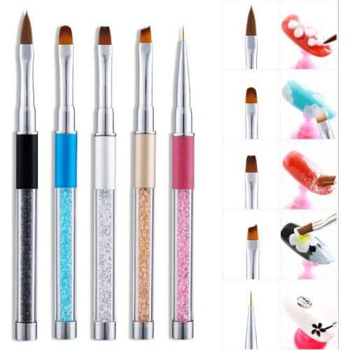 Nail Art Metal Acrylic Liquid Powder Carving UV Gel Extension Builder French Flower Stripe Painting Drawing Liner Brush