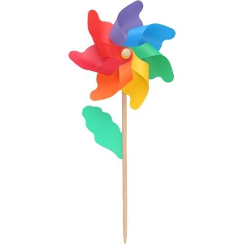HBB 24cm Wood Garden Yard Party Windmill Wind Spinner Ornament Decoration Kids Toys