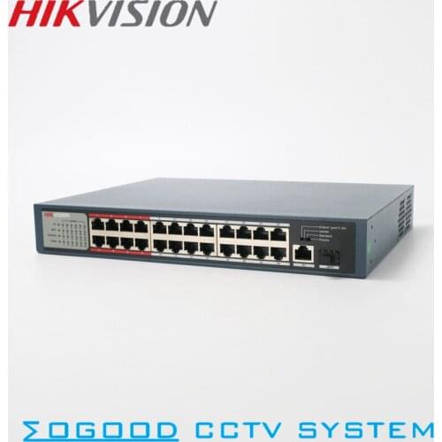 Hikvision Original DS-3E0326P-E/M Unmanaged 24 Ports PoE Switch 10/100 Mbps and 1 1000 Mbps Up-Link Port For 24CH NVR