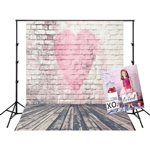 HUAYI Photography Backdrop Valentine Love Hearts Brick Wall Photo Booth Background Newborns Child Birthday Studio BackdropD-1496