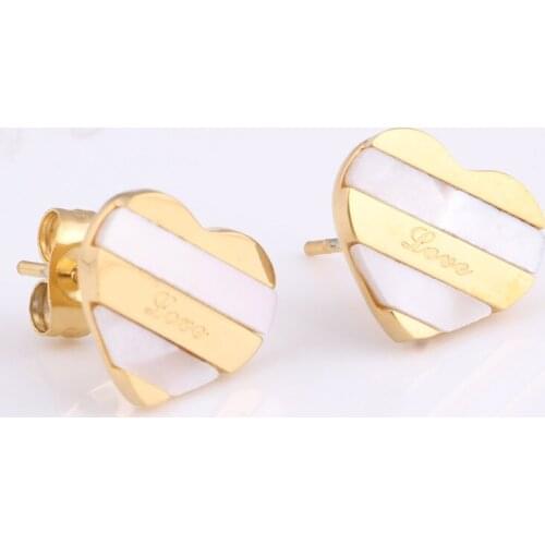 2021 Hot-selling Simple Gold Titanium Steel Heart LOVE Earrings Crystal from Swarovskis Fit Women and female For Wedding