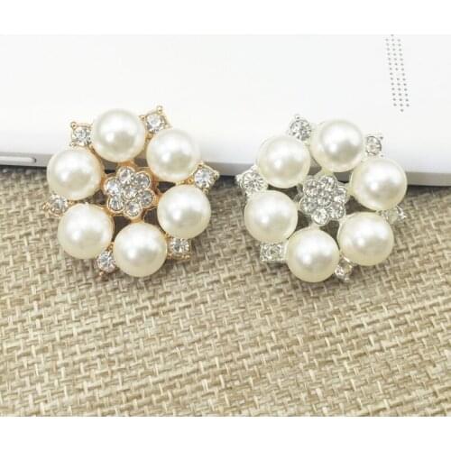 Hot Sale free shipping wholesale 20pcs/lot Wedding diamond Button rhinestones pearls Button DIY hair garment Accessories YF50