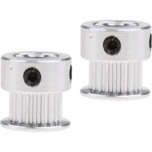 Lot 2pcs Aluminum GT2 Timing Belt Pulley 5mm Bore 20 Teeth for RepRap 3D Printer with Bearings