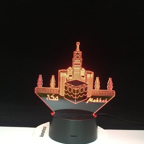 Mecca Mosque Makka 3d Led Night Light Lamp Usb Home Decorative Luminaria RGB Kids Baby Nightlight Gift Table Lamp Bedroom 1575