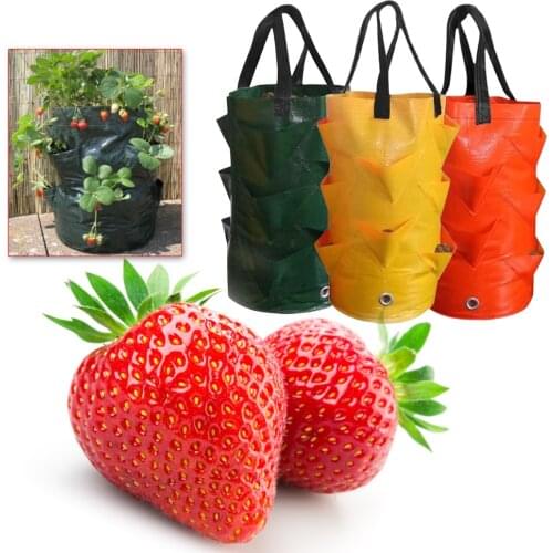 Strawberry Planting Bag 3Gallons Multi-mouth Vertical Flower Grow Pouch Planter Root Bonsai Plant Plant Pot Garden Supplies