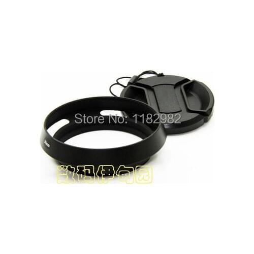 2in1 1set 49 mm metal tilted vented Lens Hood Shade + Lens cap for SONY RX1 / RX1R micro single E24 / E35 lens