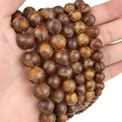 MKTREG Tibetan Dzi beads Natural Stone Buddhism 8/10/12MM Round Tortoise shell Loose beads for jewelry accessoriesDIY making 15