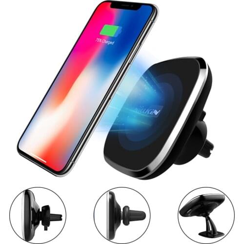 NILLKIN Car Qi Wireless Charger Pad 360 degree adjustable wireless charger for samsung S8 S9 S10 for iPhone X XR 8 Plus car desk