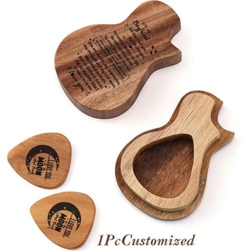 Personalized Pick Box Laser Engraved Dropshipping Walnut Wooden Guitar Pick To My Boyfriend HHT036 Gift For Him Lover Wife