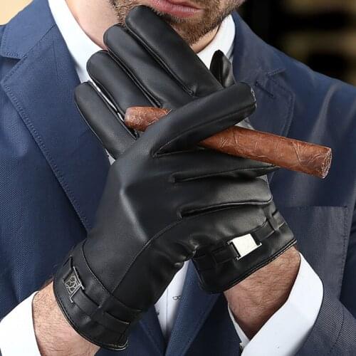 Plus Velvet 2019 mens genuine leather gloves sheepskin gloves fashion female windproof gloves autumn and winter mittnes