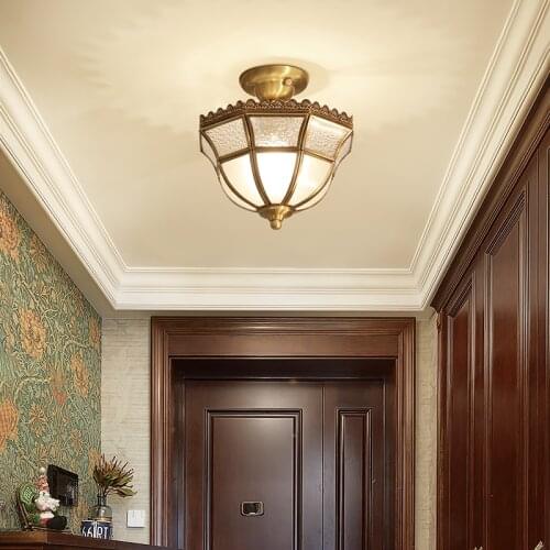 Ceiling Light Suspension Luminaire Modern Minimalist Copper Retro Hallway Aisle Lights American Style Balcony Lights Lamparas