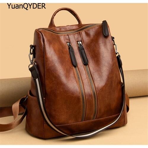 Luxury Designer Womens Backpack Solid Color Design Ladies Travel Backpack High Quality PU Leather Women Shoulder Bags Sac Femme