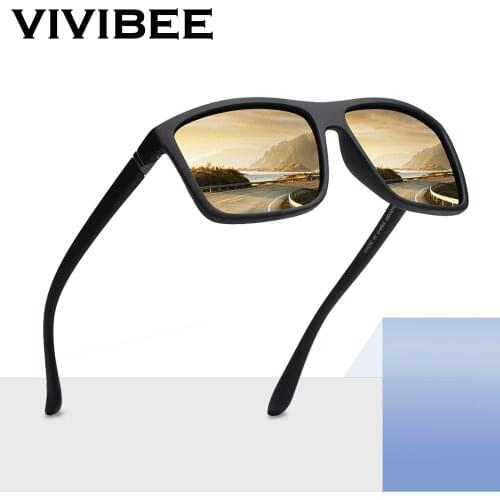 VIVIBEE Rectangle Polarized Mens Sunglasses Polarize Red Lens Vintage Driving Sunglass for Women UV400 Trend Eyewear