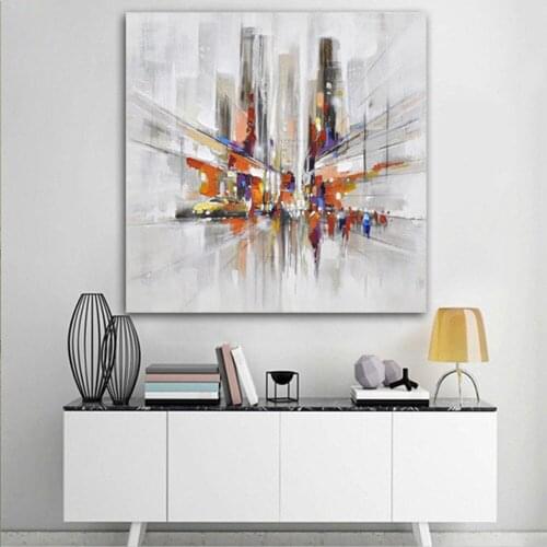 City Downtown New York Urban Streets Modern Handmade Hand Painted Picture Canvas Oil Painting Wall Art Home Living Room Bedroom