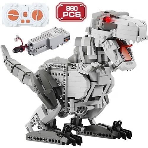 Technical 960pcs Remote Control Dinosaur Building Blocks MOC Expert Stunt Jurassic Animal World Bricks Electric Toys for Boys