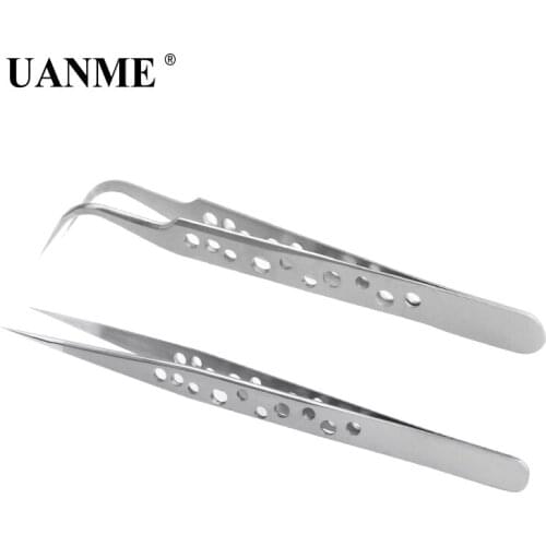 UANME Electronic Anti-magnetic Stainless Steel Straight Precision Straight Curved Tweezers for Mobile Phone Repair Tool
