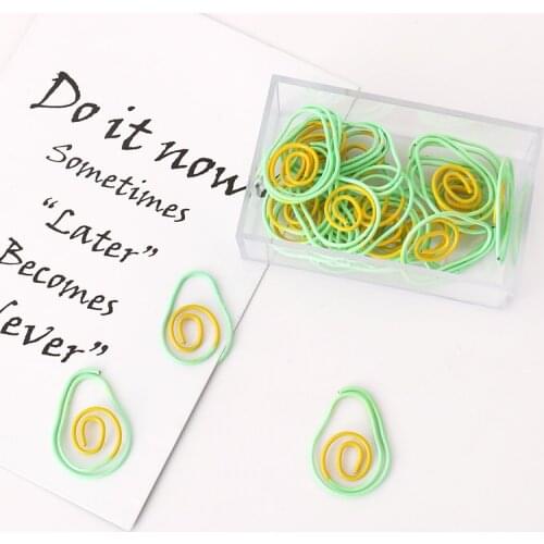 20pcs two-color paper clips avocado cute shape paper clips bookmark paper clips