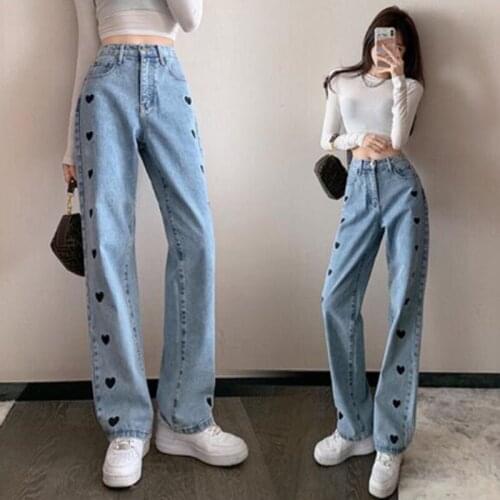 Woman Jeans High Waist Clothes Wide Leg Denim Clothing Blue Streetwear Vintage Quality 2021 Fashion Harajuku Straight Pants