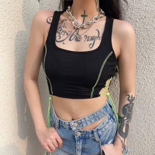 Summer straps casual hip hop Vintage Slim sexy women clothing Gothic women Crop Tops vest new Harajuku hip hop tees