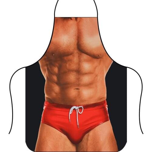1pc New 3D Kitchen Apron Sexy Naked Man Funny Apron Super Muscle Superhero Print Apron Dinner Barbecue Apron Cooking Uniform