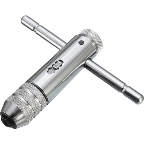 1 pc Adjustable 3-8mm T-Handle Ratchet Tap Wrench with M3-M8 Machine Screw Thread Metric Plug Tap Machinist Tool