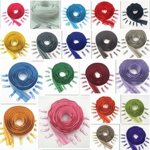 10Meters 10 Zipper Puller 5# Nylon Coil Zipper For DIY Sewing Clothing Accessories 20 Colors