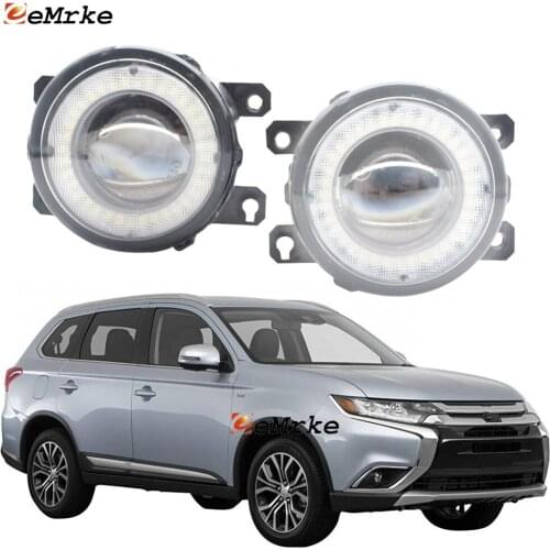 2 Pieces Car LED Lens Fog Lights Assembly Angel Eye DRL Daytime Runinng Light for Mitsubishi Outlander III GG_W/GF_W/ZJ 2015