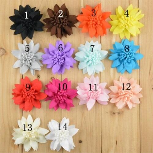 200pcs/lot 14 Color U Pick 2.8 Inch Handmade Boutique Chiffon Fabric Flowers Use In Garment Shoes Hair Accessories MH15