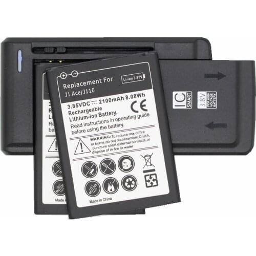 2x 2100mAh EB-BJ110ABE Replacement Battery + Universal Charger For Samsung Galaxy SM-J110M/DS J1 ACE J110F J110G J110H
