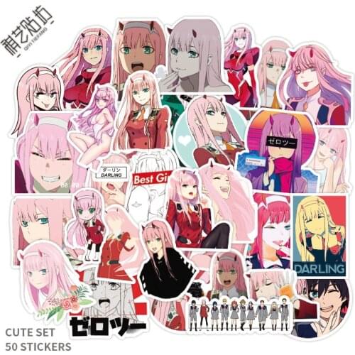 50Pcs/Set Japan Anime DARLING in the FRANXX Hiro ZERO TWO ICHIGO GORO MIKU KOKORO Waterproof Notebook Car Sticker