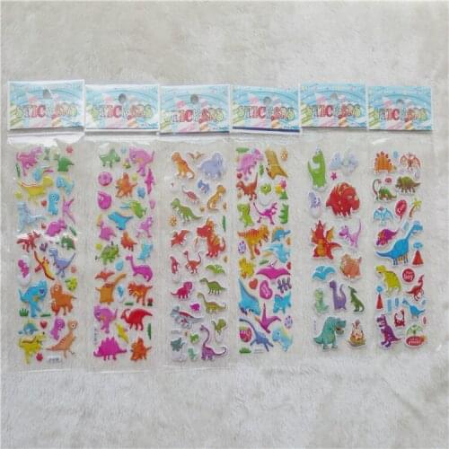 6 sheets/set dinosaur stickers for kids baby room wall decor cute animal mini 3D sticker toys notebook diary scrapbooking doodle