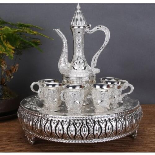 White Wine Glass Set Creative Household European-Style Wine Set Tass Metal Flagon Liquor Divider High-End Russian Flagon