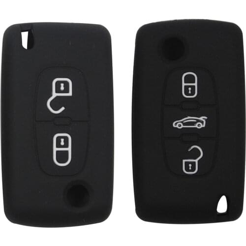 Kutery Silicone Rubber Car Key Cover Case For For Citroen C2 C4 C5 For Peugeot 306 807 Partner 2/3Buttons Remote Key Protecor