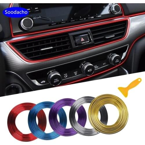 Soodacho 5M Car Styling Interior Mouldings Decoration Strips Moulding Trim Dashboard Door Edge Universal For Car Accessories