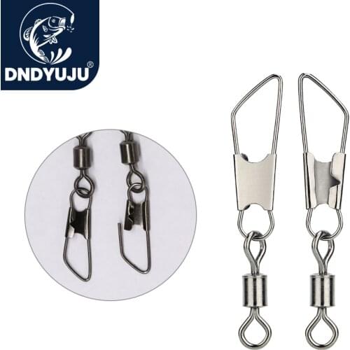 DNDYUJU 100pcs Brass Barrel Fishing Connector Bearing Swivel Stainless Steel With Interlock Snap For Fishing Hook Lure Line