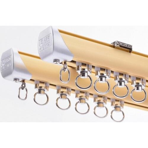 Smooth and quiet strong load bearing thick aluminum curtain track mute rail straight track top and side loading curtain rod