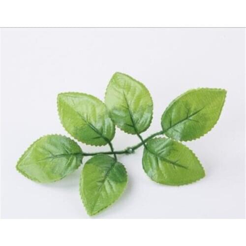 5pcs artificial leaf silk leaf simulation leaf Rose leaves 6 fork for DIY Flowers home decoration Artificial Flower