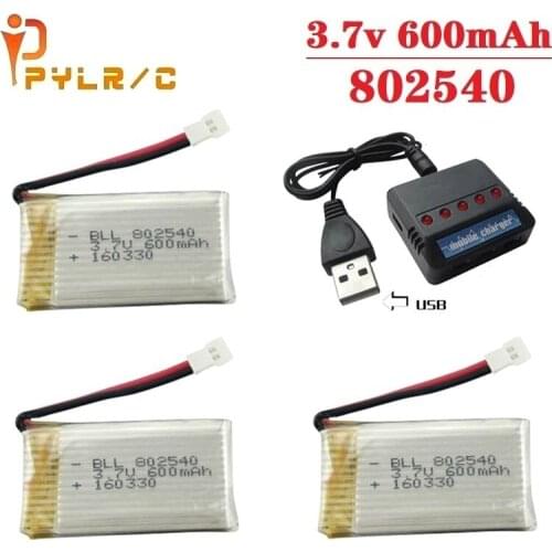 3.7V 600mAh Lipo Battery battery and charger set For X5C X5SW X5SC X55 RC Quadcopter Spare Parts for Drone 3.7v Battery