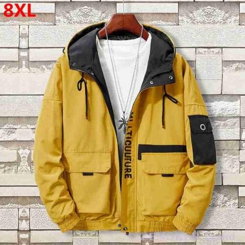 New Mens Clothing Plus Size 8XL Bomber Jacket Brother Hooded Youth Thin Men Student Jacket Clothes Fashion Coats Streetwear