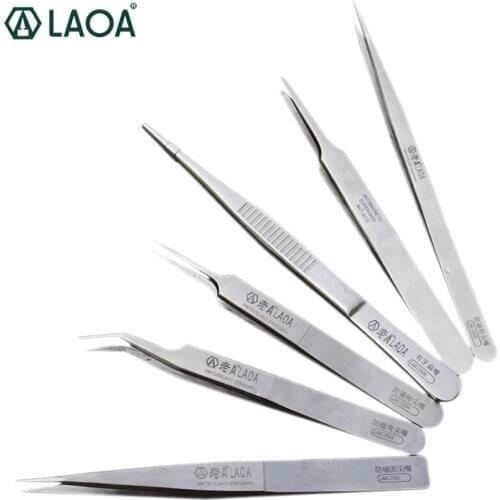 LAOA 2pcs Industrial Tweezers New Stainless Steel Pinzette watchmaker Repair Tools Excellent Quality Pincet