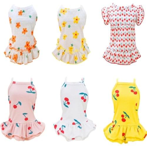 Summer Cute Dog Small Floral Princess Dress Chihuahua Flower Dresses Skirt Puppy Cat Clothes Apparel