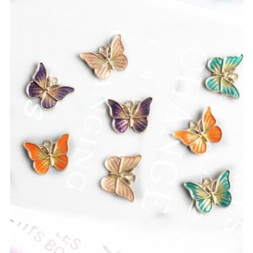 Fashion Cute Alloy Butterfly Pendants Nice DIY Enamel Jewelry Accessory Metal Charms For Necklaces 15*19mmY15742